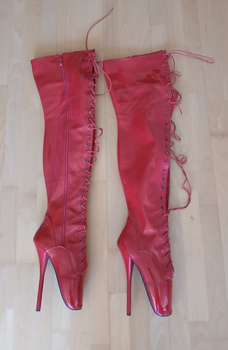 Rote ballett overknee stiefel - rote, ballett-overknee-stiefel